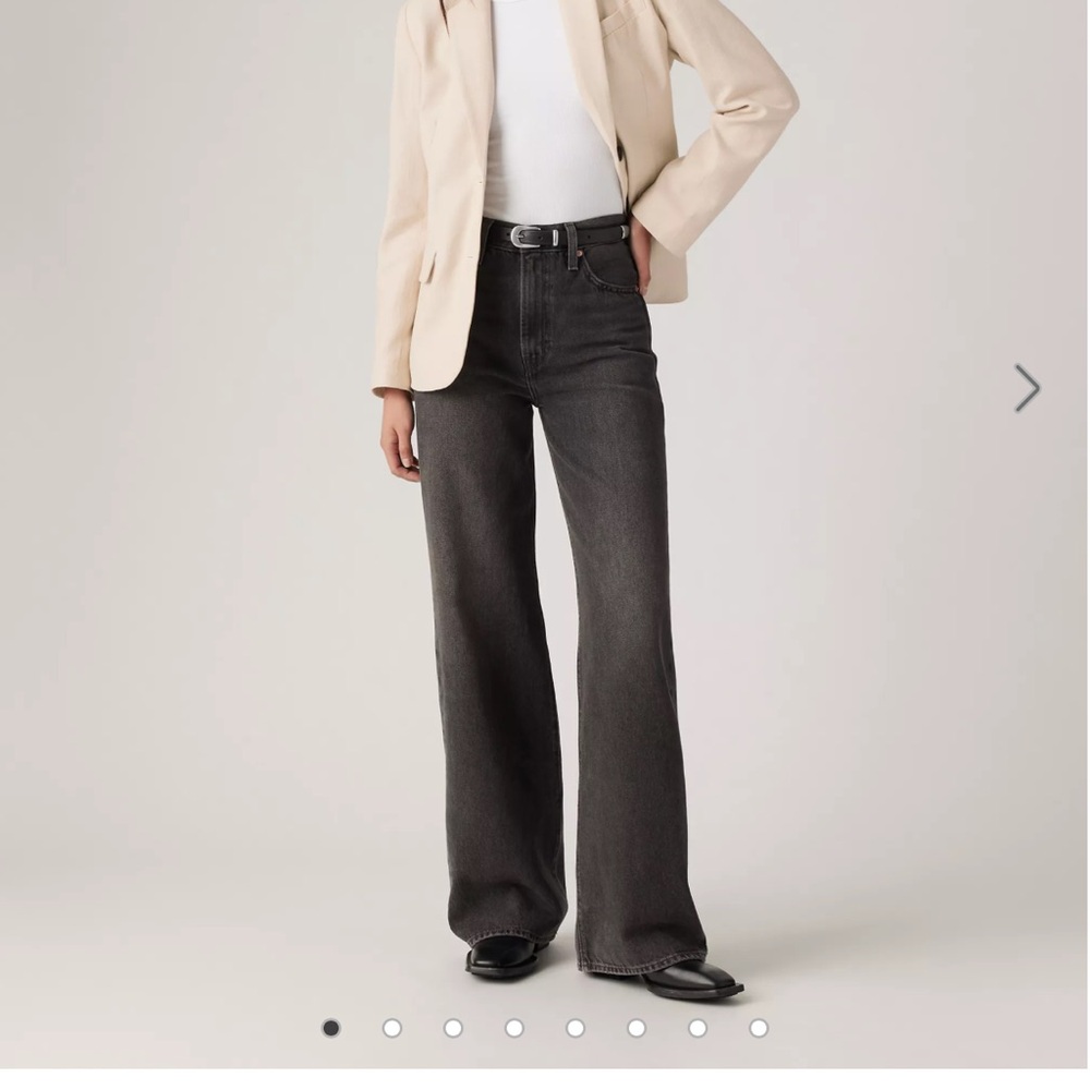 Levi's Black Ribcage Wide Leg Jeans High-Rise